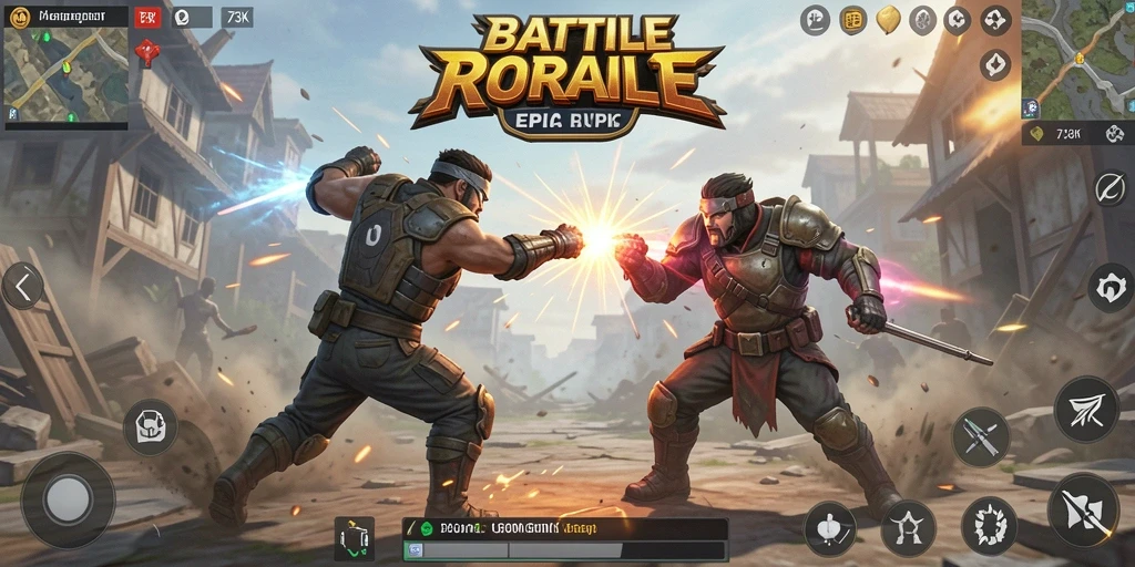 Screenshot gameplay 73K menampilkan aksi seru dalam Battle Royale.