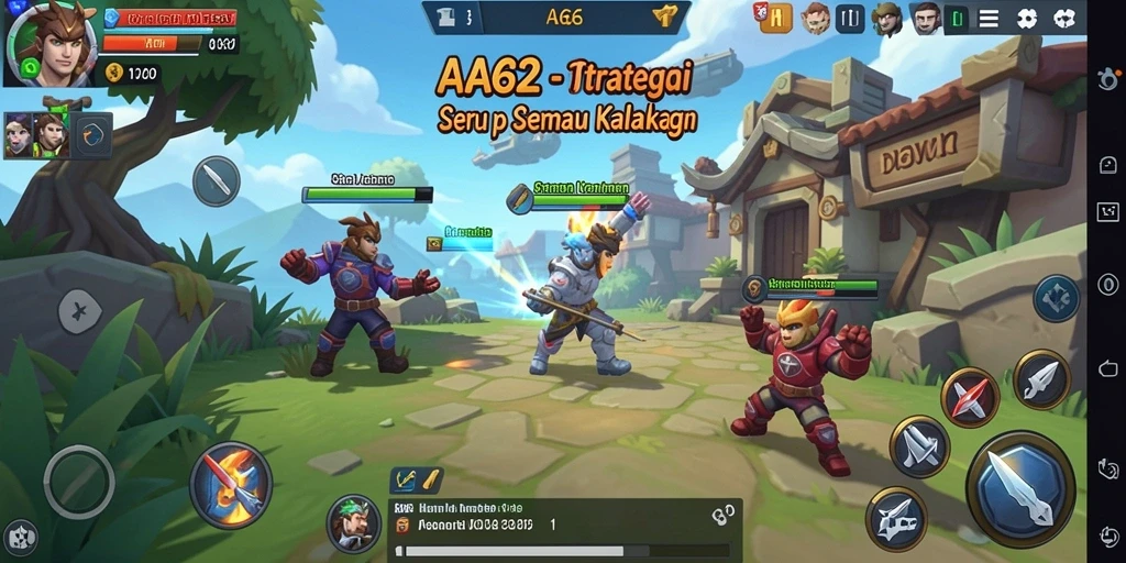 Screenshot gameplay AA62 menunjukkan strategi yang mendebarkan dan grafis menarik.