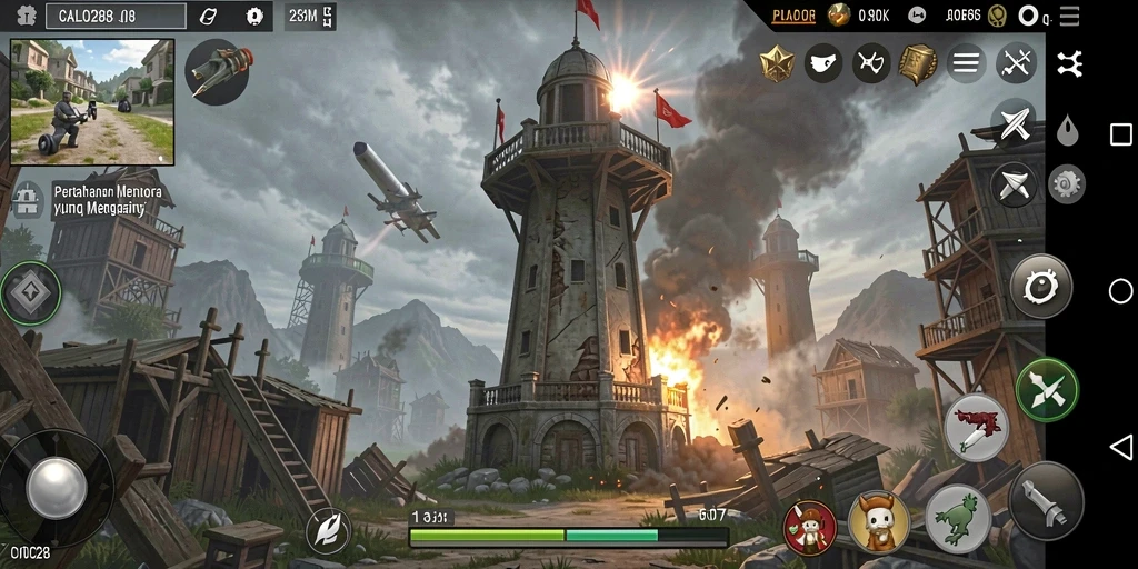 Tampilan menakjubkan dari gameplay Tower Defense yang mendebarkan.