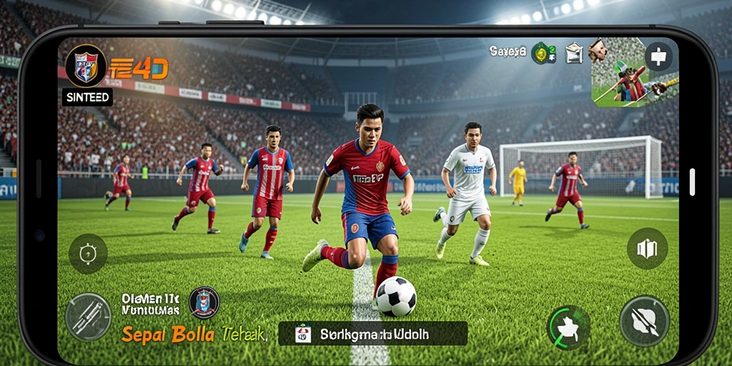 Gameplay SINTE4D menampilkan aksi sepak bola yang mendebarkan dan realistis.