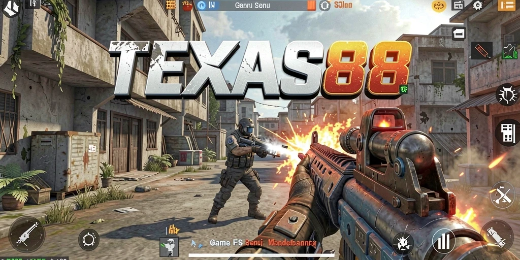 Screenshot gameplay TEXAS88 menampilkan aksi tembak-menembak yang mendebarkan.