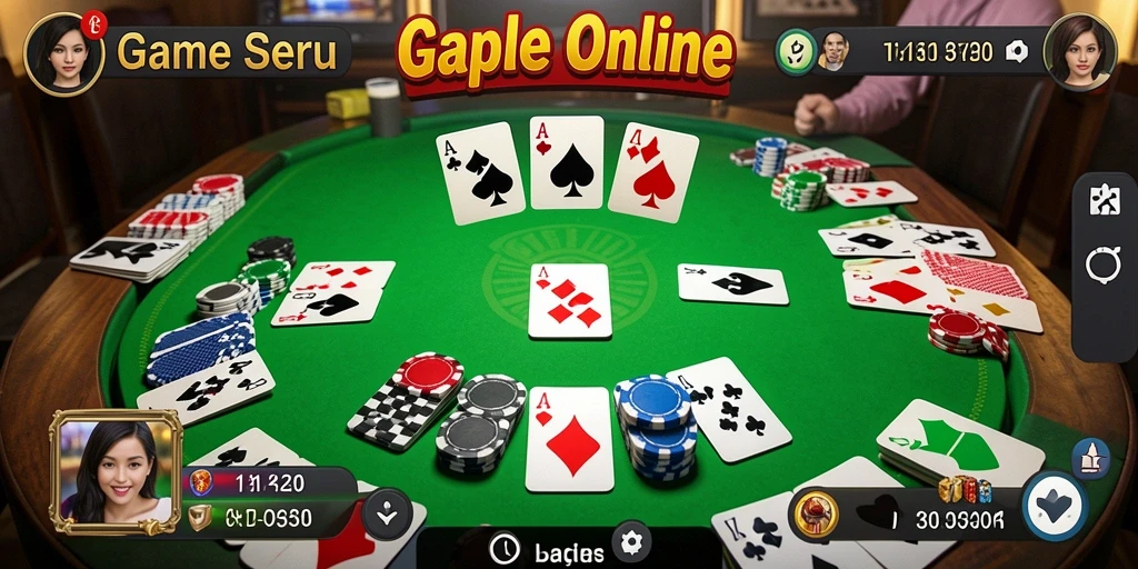 Tampilan utama gameplay Gaple V21 yang seru dan interaktif.